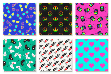 set of colorful seamless retro patterns vector image