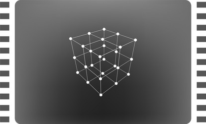 wire frame polygonal element cube with lines vector image
