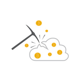 bitcoin mining concept with pickaxe vector image