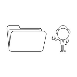 businessman character with opened file folder vector image
