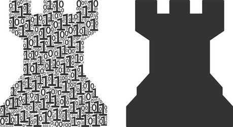 chess tower mosaic of binary digits vector image