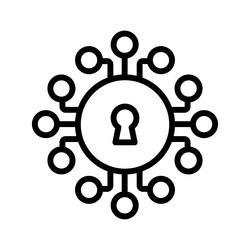 cyber security icon with network nodes vector image