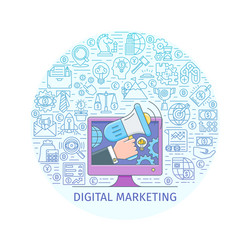 Marketing attribution model blue gradient concept Vector Image