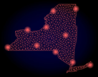 polygonal 2d mesh map of new york state with red vector image