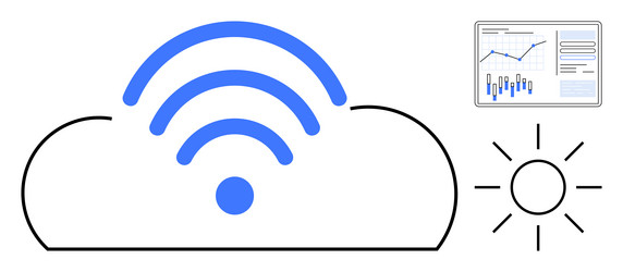 cloud with wireless signal data analytics graph vector image