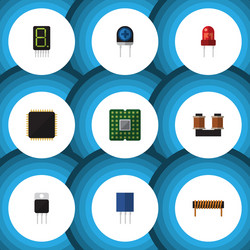 flat technology set of receiver bobbin cpu vector image