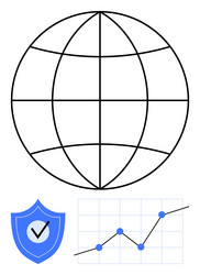 global network with data analytics and security vector image