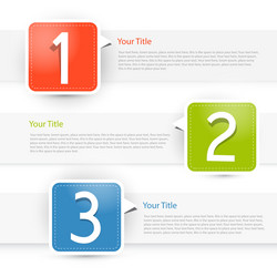 one two three colorful paper progress steps for tu vector image