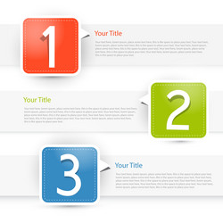 one two three colorful paper progress steps for tu vector
