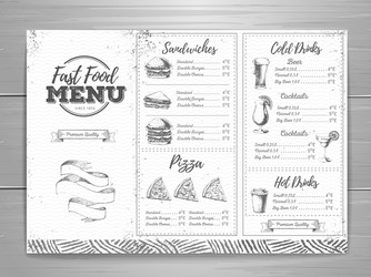 vintage fast food menu design vector