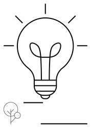 lightbulb with radiating lines and minimal tree vector image