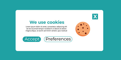 internet web pop up for cookie policy notification vector image
