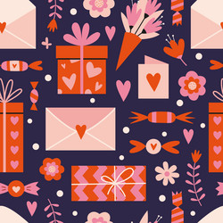 Saint valentines seamless pattern with cute vector