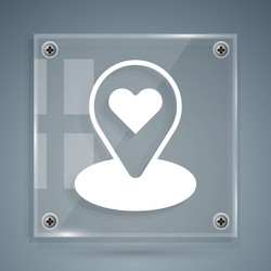 white map pointer with heart icon isolated on grey vector