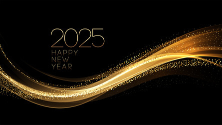 2025 new year abstract shiny color gold wave vector image