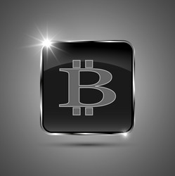 black button in a metal frame vector image