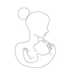 Continuous Line Mother and Child vector image