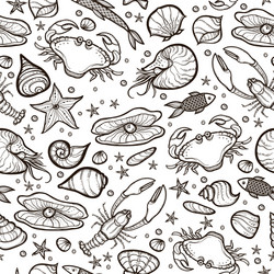 crab and shell seamless pattern vector