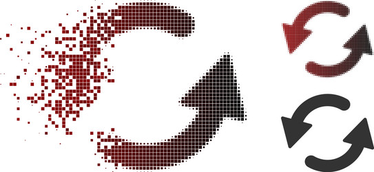 Disappearing pixel halftone refresh ccw icon vector