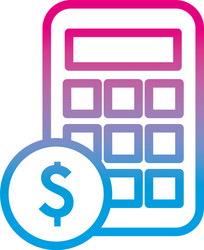 dollar coin and calculator gradient style icon vector image