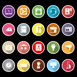 electrical machine icons with long shadow vector