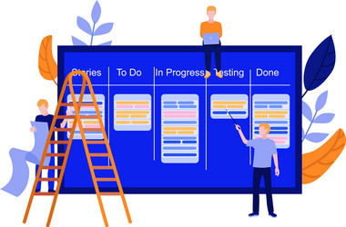 Flat man with kanban scrum agile board vector