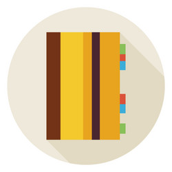 flat office notepad circle icon with long shadow vector image