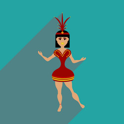 flat web icon with long shadow brazilian dancer vector image