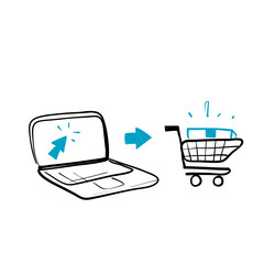 hand drawn doodle click and collect order vector image