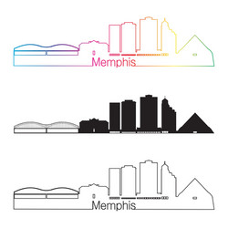 Memphis skyline linear style with rainbow vector