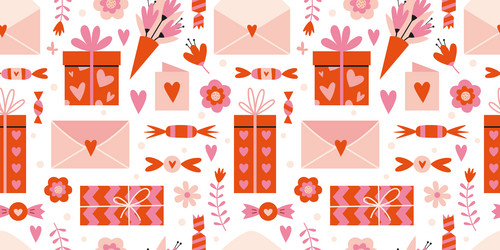 Saint valentines seamless pattern with cute vector