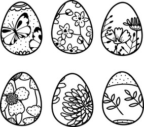 set contour easter eggs in patterns vector image