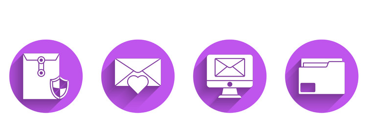 set envelope with shield valentine vector image
