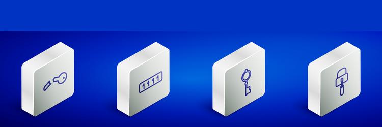 set isometric line broken key password protection vector image