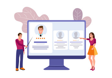 smiling characters hiring candidates for job vector image