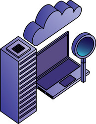 cloud computing laptop magnifying glass database vector