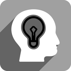 head idea bulb flat square icon with long shadow vector image