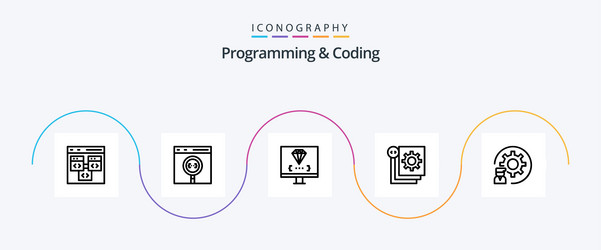 programming and coding line 5 icon pack including vector