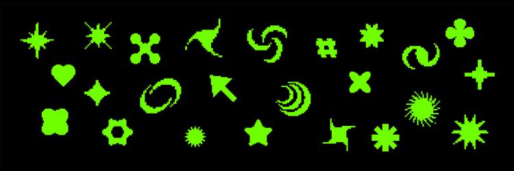 retro pixel set with y2k icons and vintage vector image