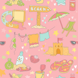 seaside and summer background - seamless pattern vector image