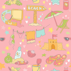 Seaside and summer background - seamless pattern vector