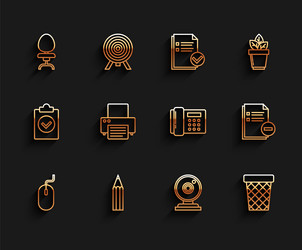 set line computer mouse pencil office chair web vector image