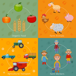 Farm flat icons set Royalty Free Vector Image - VectorStock