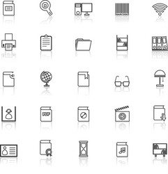 library line icons with reflect on white vector