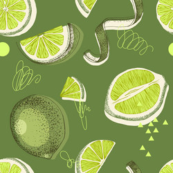 Lime Slice Pattern - Fresh & Zesty vector image