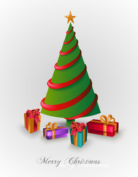 merry christmas tree with presents eps10 file vector