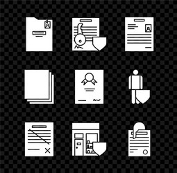 set personal folder document with key shield vector image