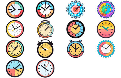 clock icon in flat style timer on color background vector image