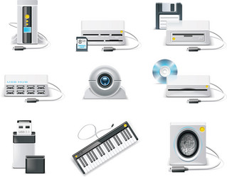 Computer Hardware Icons vector image