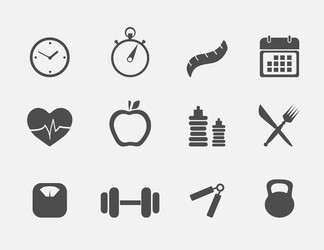 Fitness Icon Set - Exercise & Health vector image